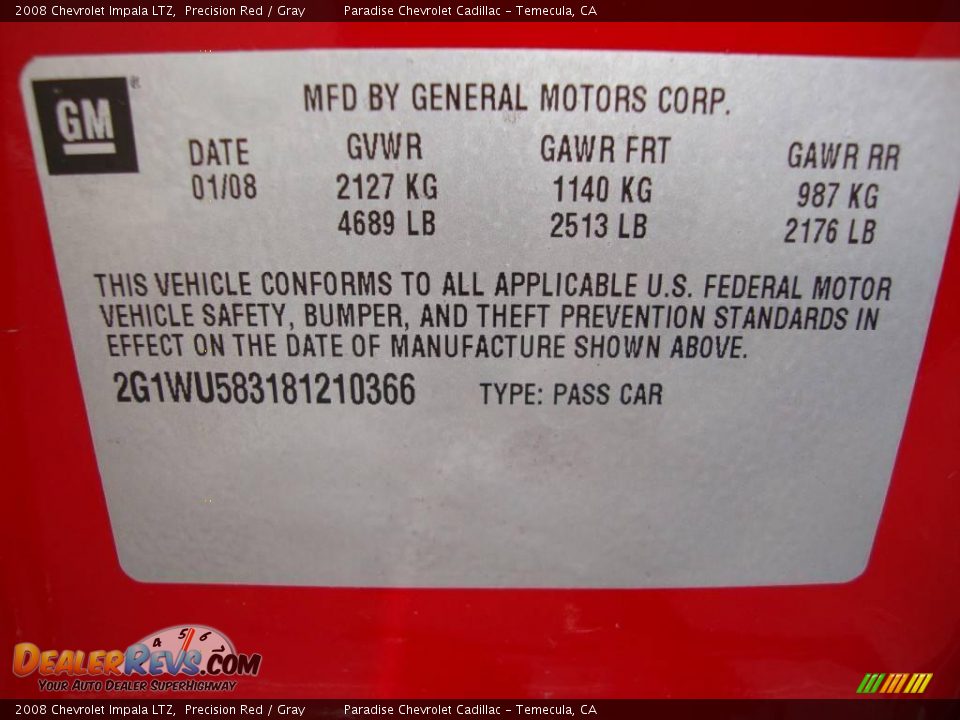 2008 Chevrolet Impala LTZ Precision Red / Gray Photo #5