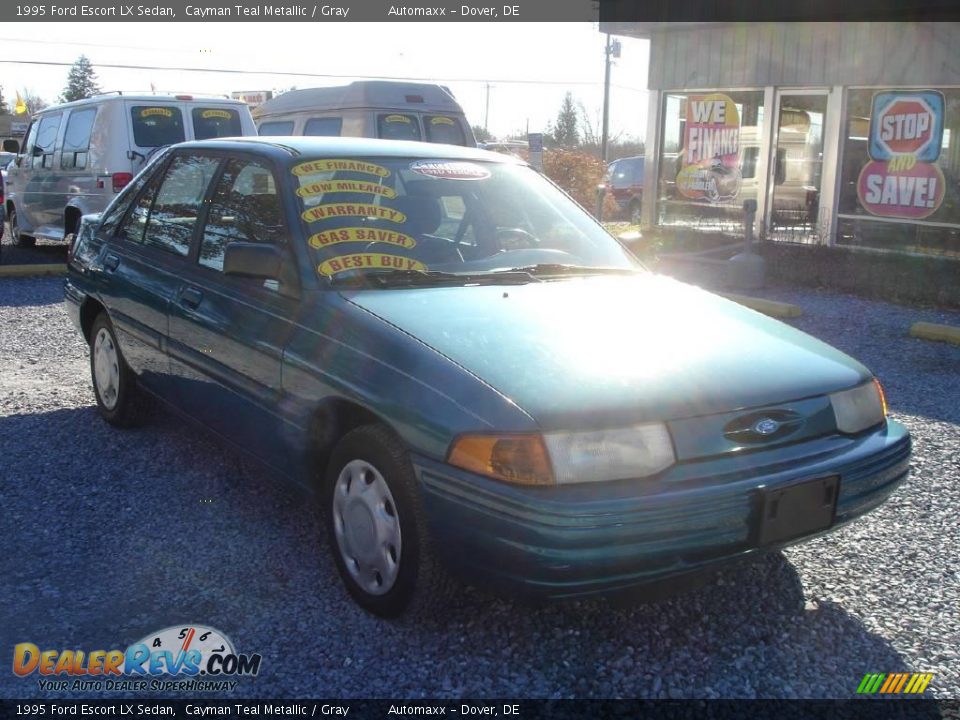 1995 Ford Escort LX Sedan Cayman Teal Metallic / Gray Photo #3
