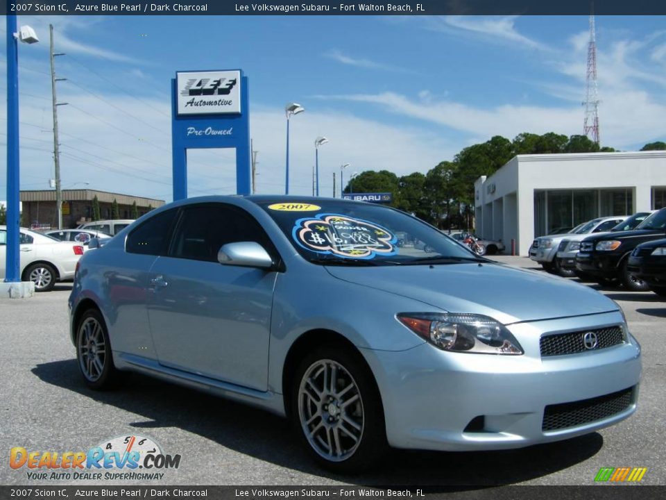 2007 Scion tC Azure Blue Pearl / Dark Charcoal Photo #7
