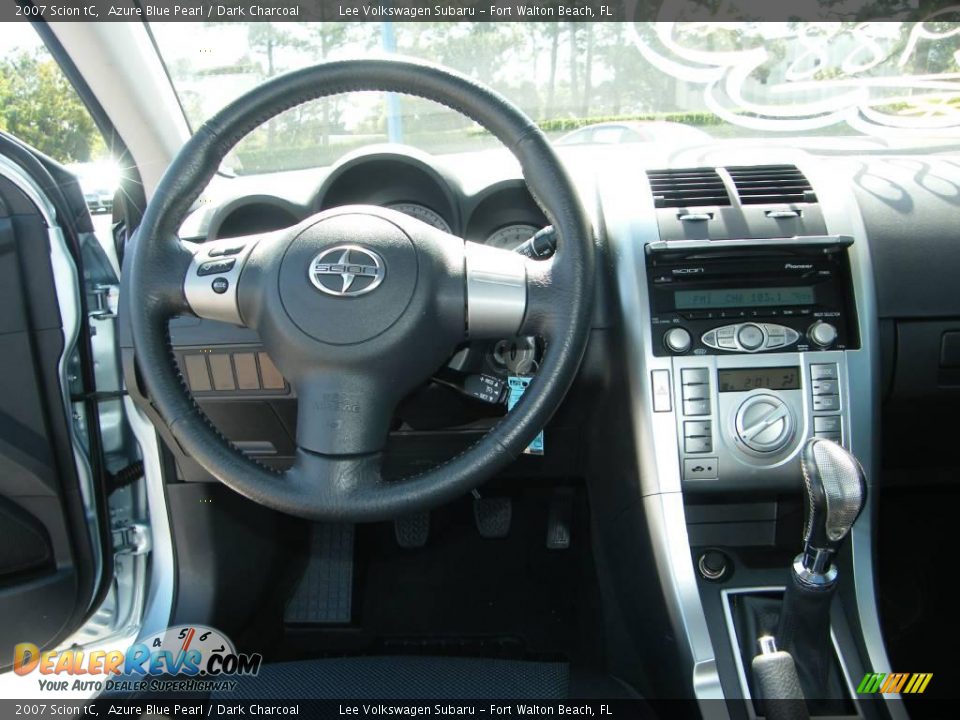2007 Scion tC Azure Blue Pearl / Dark Charcoal Photo #18