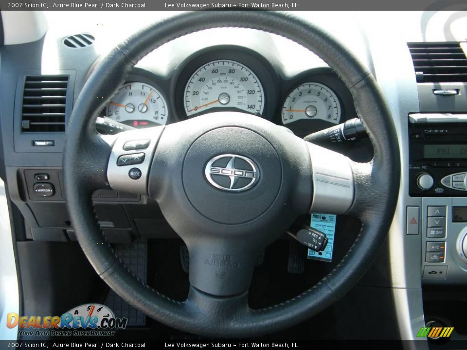2007 Scion tC Azure Blue Pearl / Dark Charcoal Photo #19