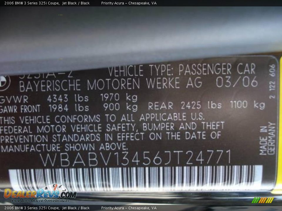 2006 BMW 3 Series 325i Coupe Jet Black / Black Photo #30