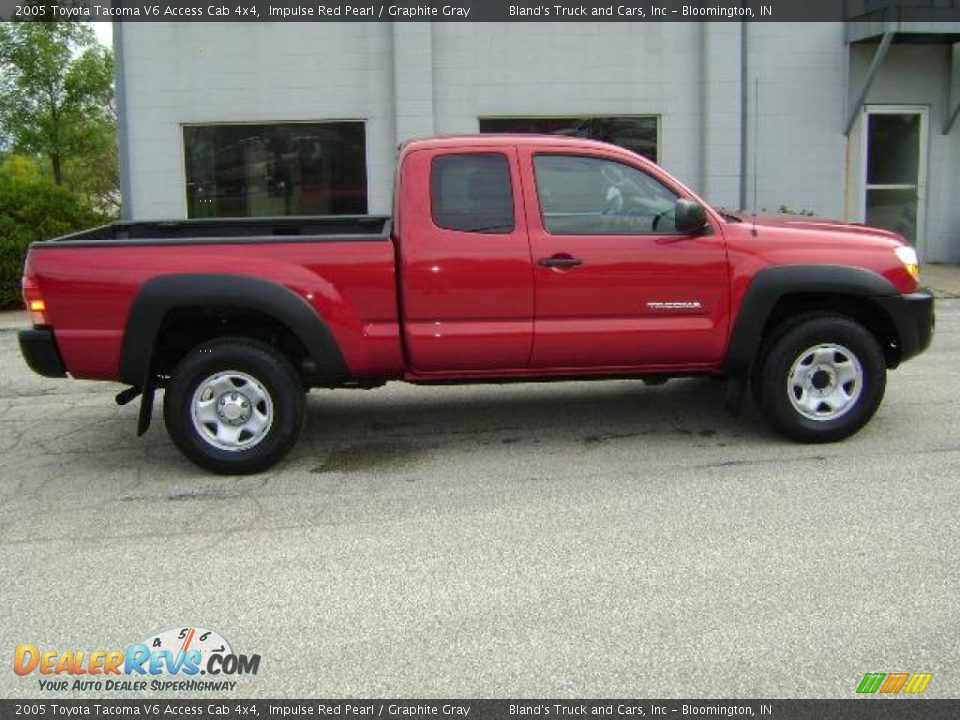 2005 Toyota Tacoma V6 Access Cab 4x4 Impulse Red Pearl / Graphite Gray Photo #3