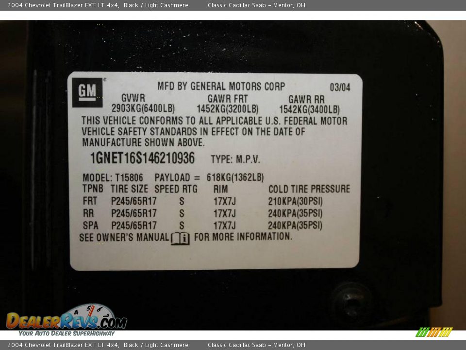2004 Chevrolet TrailBlazer EXT LT 4x4 Black / Light Cashmere Photo #25