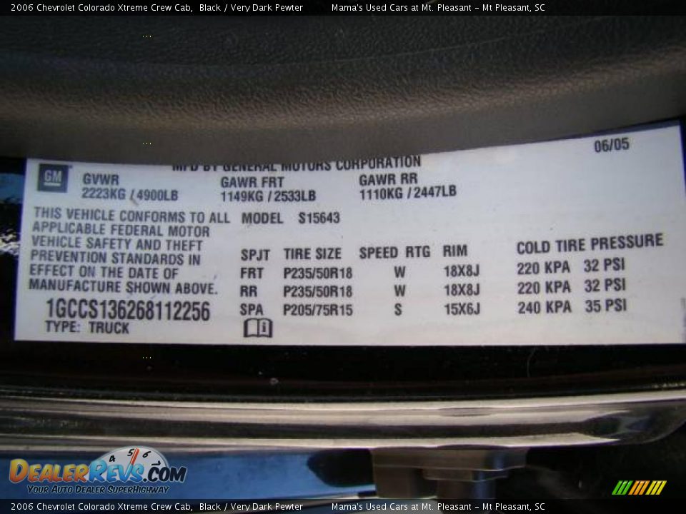 2006 Chevrolet Colorado Xtreme Crew Cab Black / Very Dark Pewter Photo #19