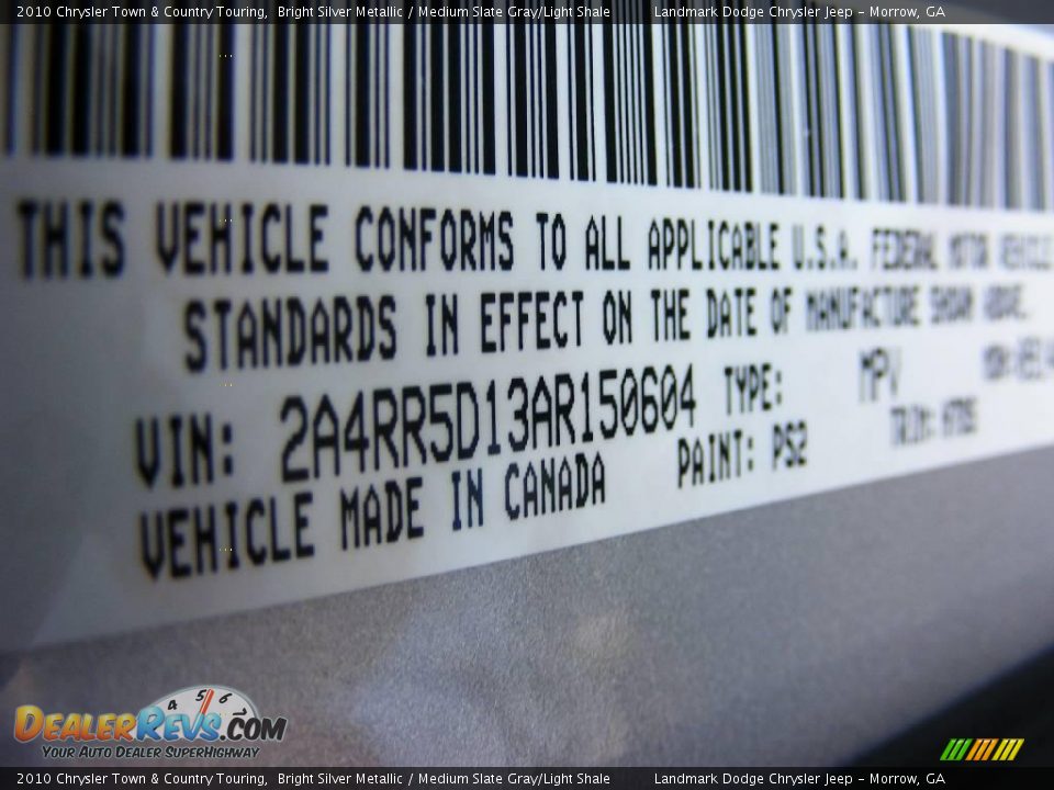 2010 Chrysler Town & Country Touring Bright Silver Metallic / Medium Slate Gray/Light Shale Photo #14