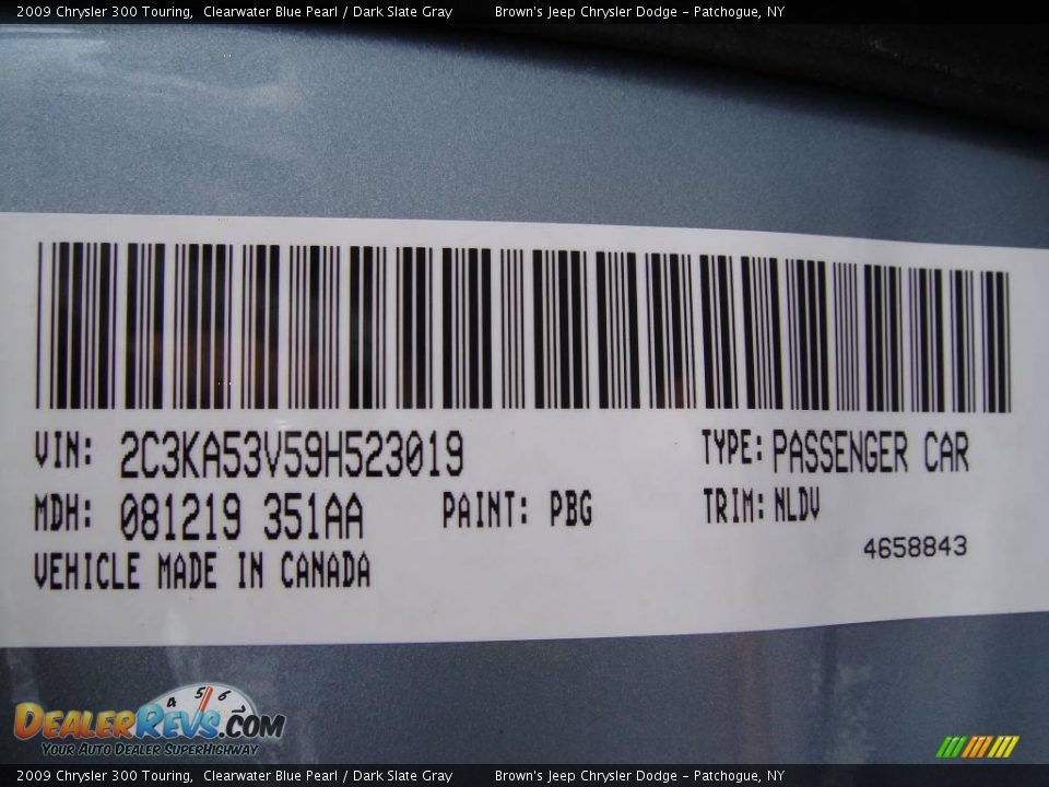 2009 Chrysler 300 Touring Clearwater Blue Pearl / Dark Slate Gray Photo #14