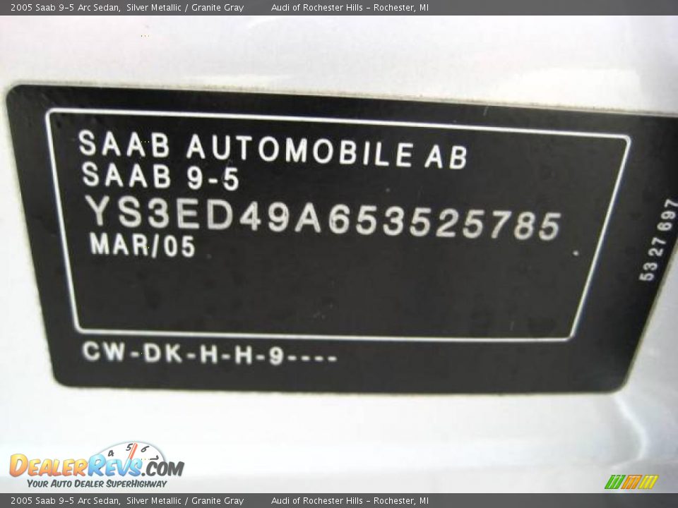 2005 Saab 9-5 Arc Sedan Silver Metallic / Granite Gray Photo #24