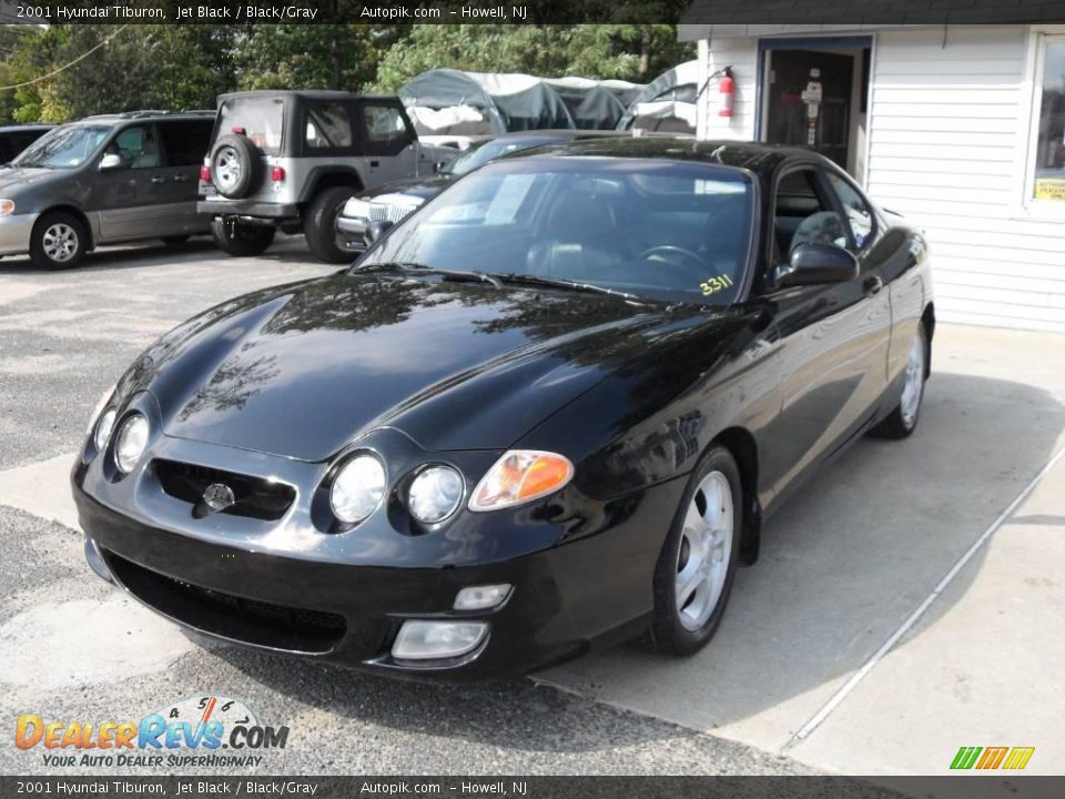2001 Hyundai Tiburon Jet Black / Black/Gray Photo #2