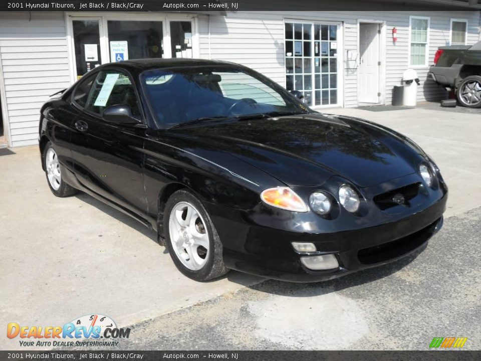 2001 Hyundai Tiburon Jet Black / Black/Gray Photo #3