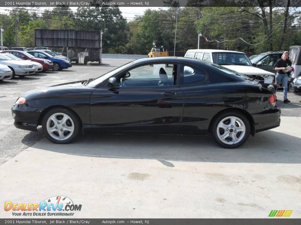 2001 Hyundai Tiburon Jet Black / Black/Gray Photo #8