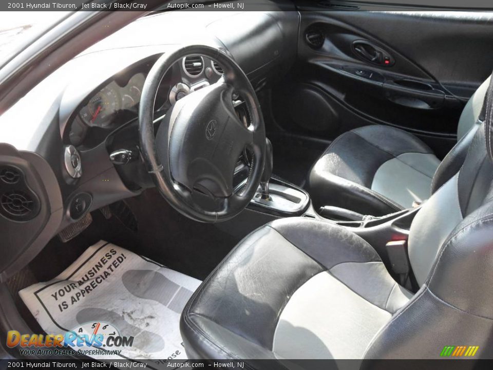 2001 Hyundai Tiburon Jet Black / Black/Gray Photo #9