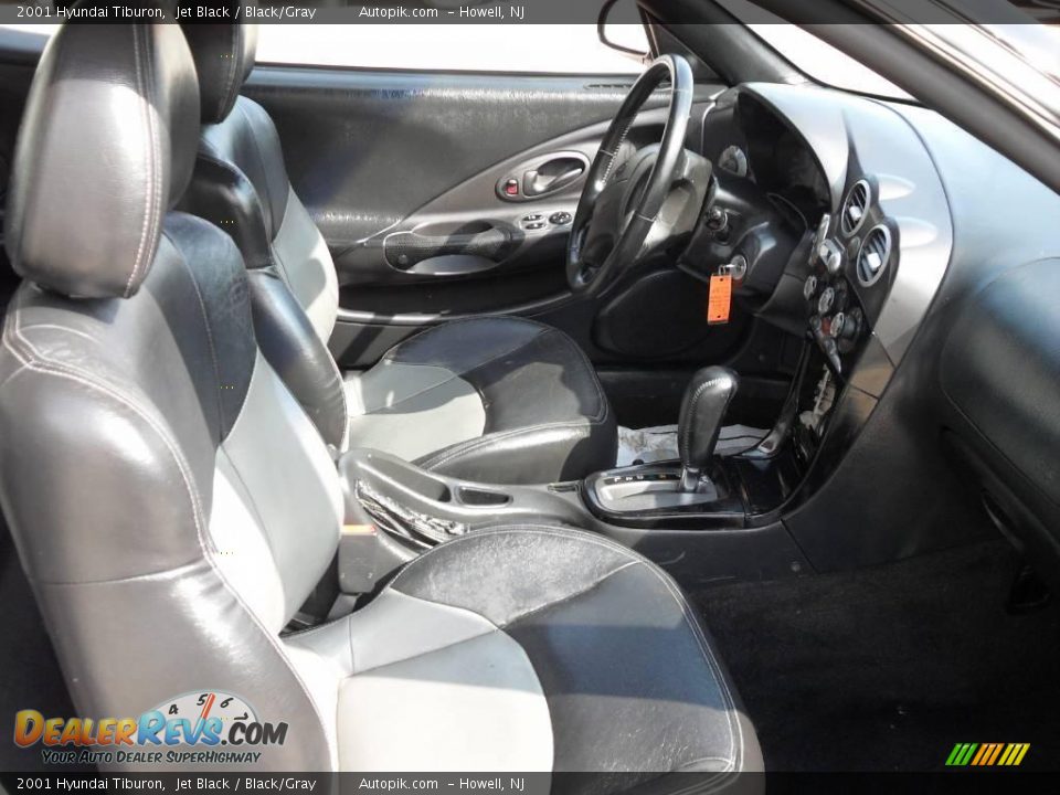 2001 Hyundai Tiburon Jet Black / Black/Gray Photo #10
