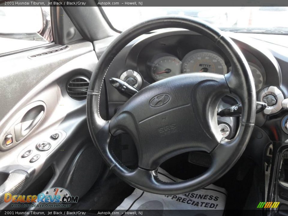 2001 Hyundai Tiburon Jet Black / Black/Gray Photo #12