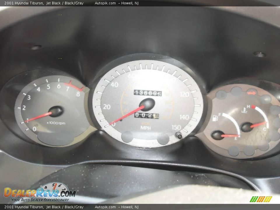 2001 Hyundai Tiburon Jet Black / Black/Gray Photo #14