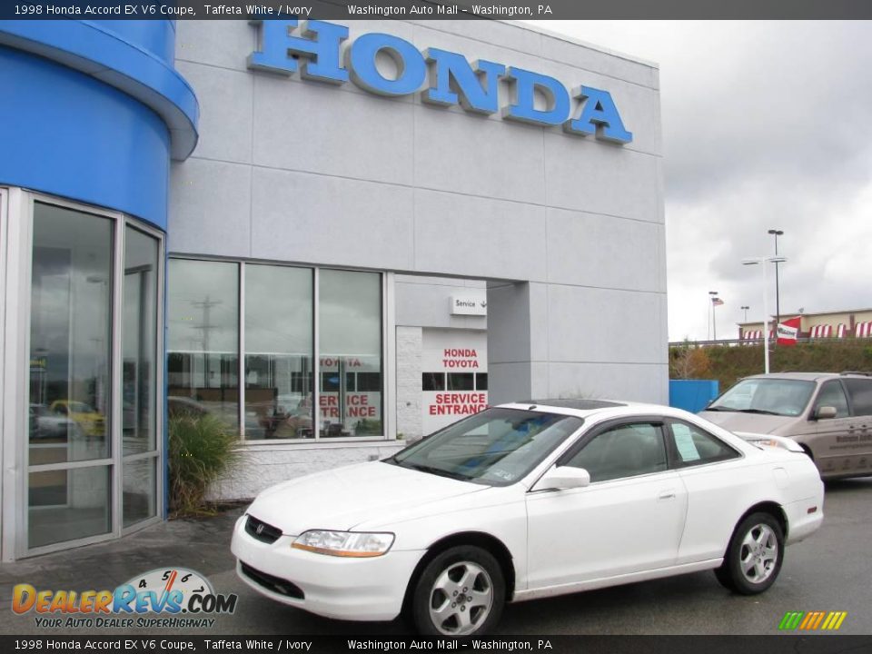 1998 Honda Accord EX V6 Coupe Taffeta White / Ivory Photo #1