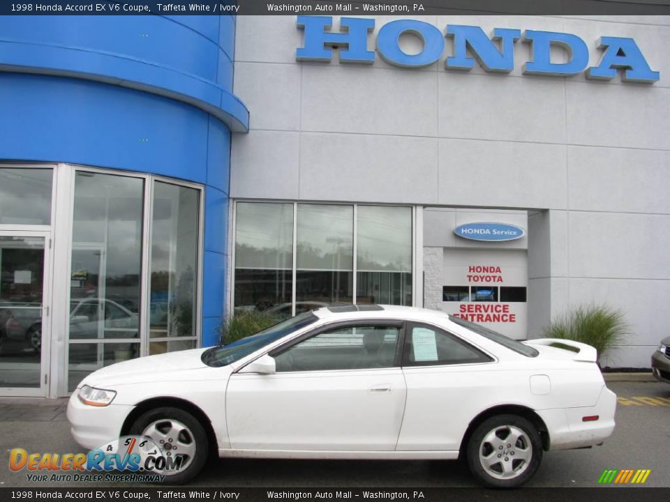 1998 Honda Accord EX V6 Coupe Taffeta White / Ivory Photo #4