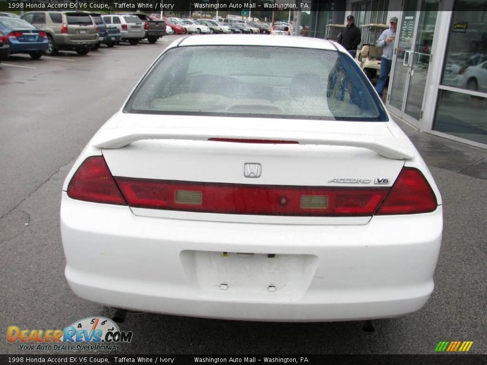 1998 Honda Accord EX V6 Coupe Taffeta White / Ivory Photo #6