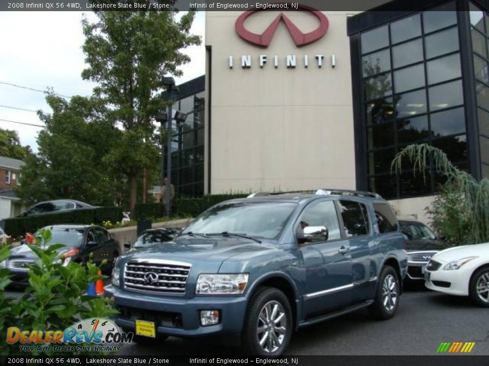 2008 Infiniti QX 56 4WD Lakeshore Slate Blue / Stone Photo #1