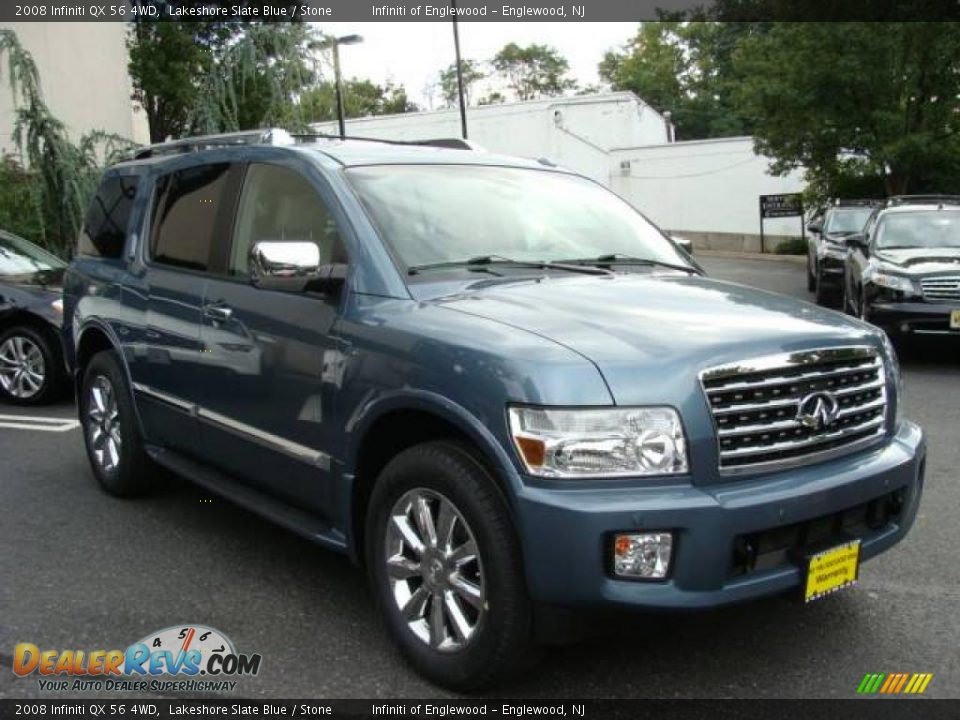 2008 Infiniti QX 56 4WD Lakeshore Slate Blue / Stone Photo #3