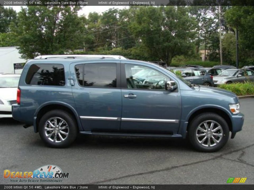2008 Infiniti QX 56 4WD Lakeshore Slate Blue / Stone Photo #4