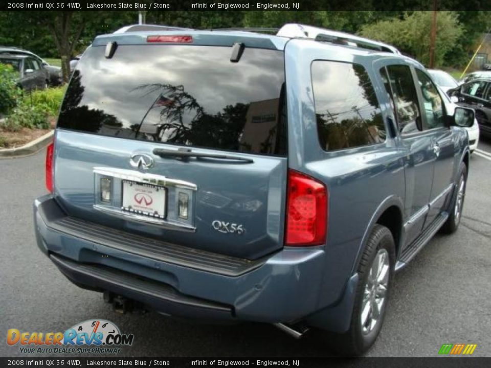 2008 Infiniti QX 56 4WD Lakeshore Slate Blue / Stone Photo #5