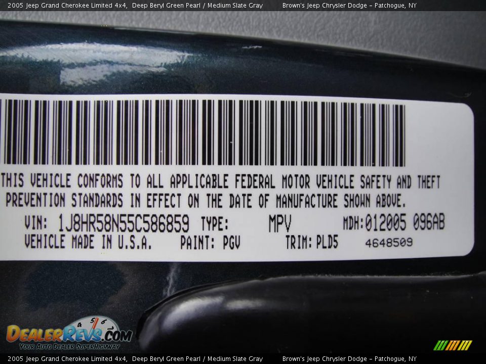 2005 Jeep Grand Cherokee Limited 4x4 Deep Beryl Green Pearl / Medium Slate Gray Photo #16