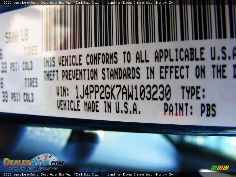 2010 Jeep Liberty Sport Deep Water Blue Pearl / Dark Slate Gray Photo #15