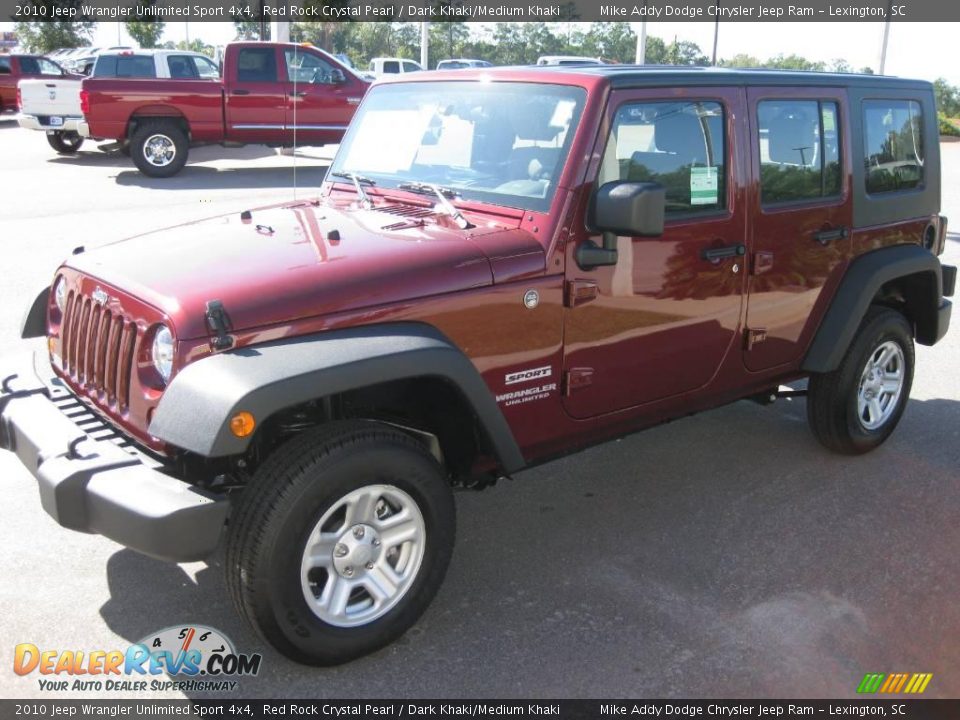 2010 Jeep Wrangler Unlimited Sport 4x4 Red Rock Crystal Pearl / Dark Khaki/Medium Khaki Photo #1