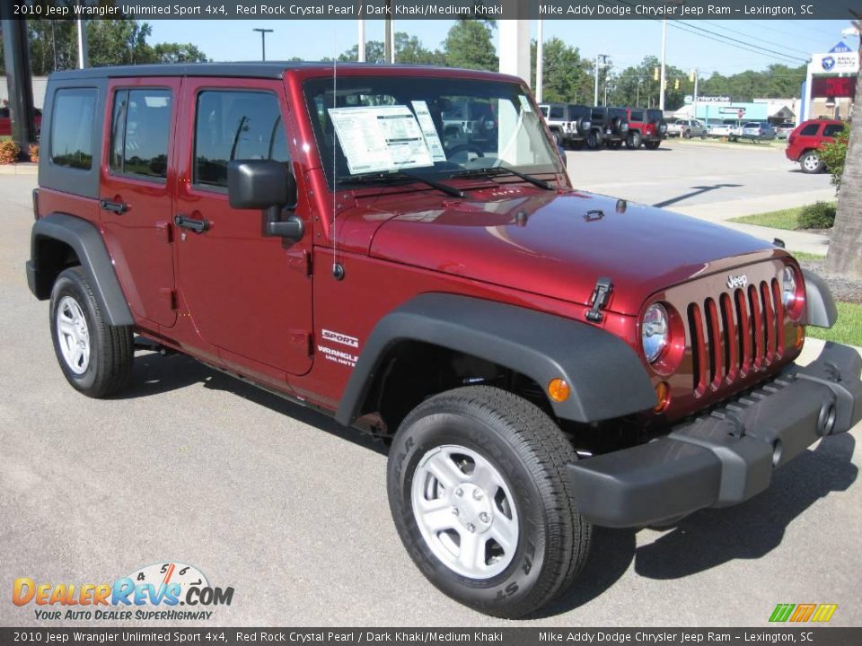 2010 Jeep Wrangler Unlimited Sport 4x4 Red Rock Crystal Pearl / Dark Khaki/Medium Khaki Photo #3