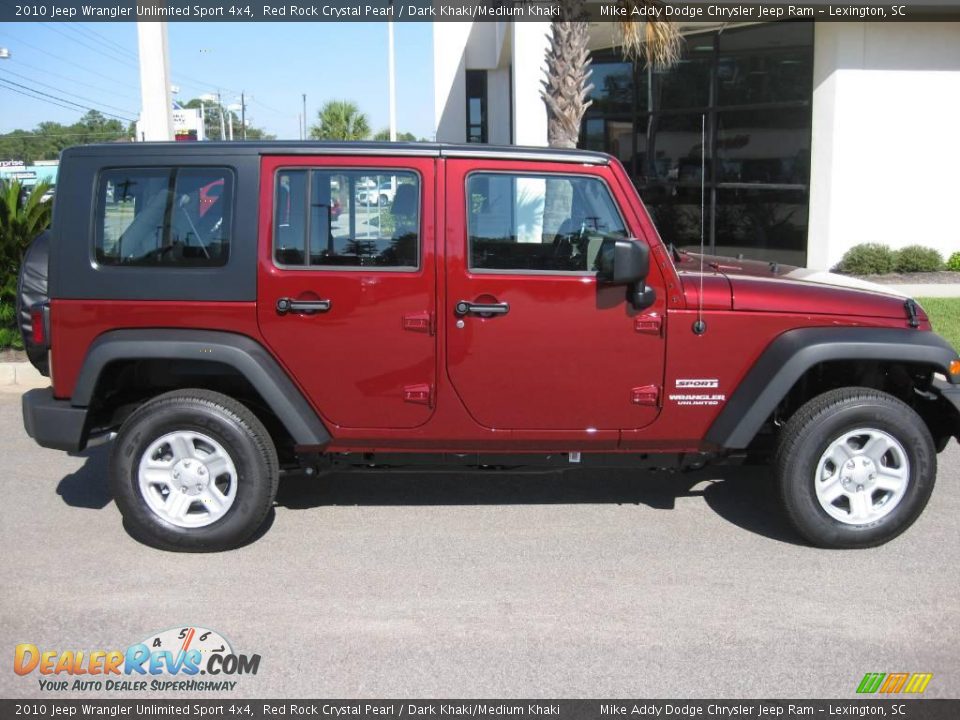 2010 Jeep Wrangler Unlimited Sport 4x4 Red Rock Crystal Pearl / Dark Khaki/Medium Khaki Photo #4