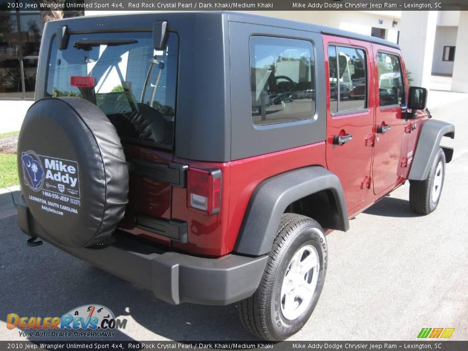 2010 Jeep Wrangler Unlimited Sport 4x4 Red Rock Crystal Pearl / Dark Khaki/Medium Khaki Photo #5