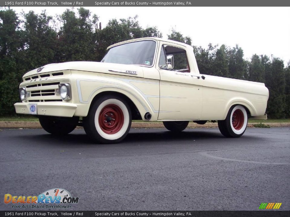 1961 Ford F100 Pickup Truck Yellow / Red Photo #5