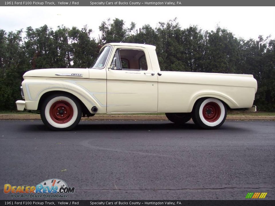 1961 Ford F100 Pickup Truck Yellow / Red Photo #6