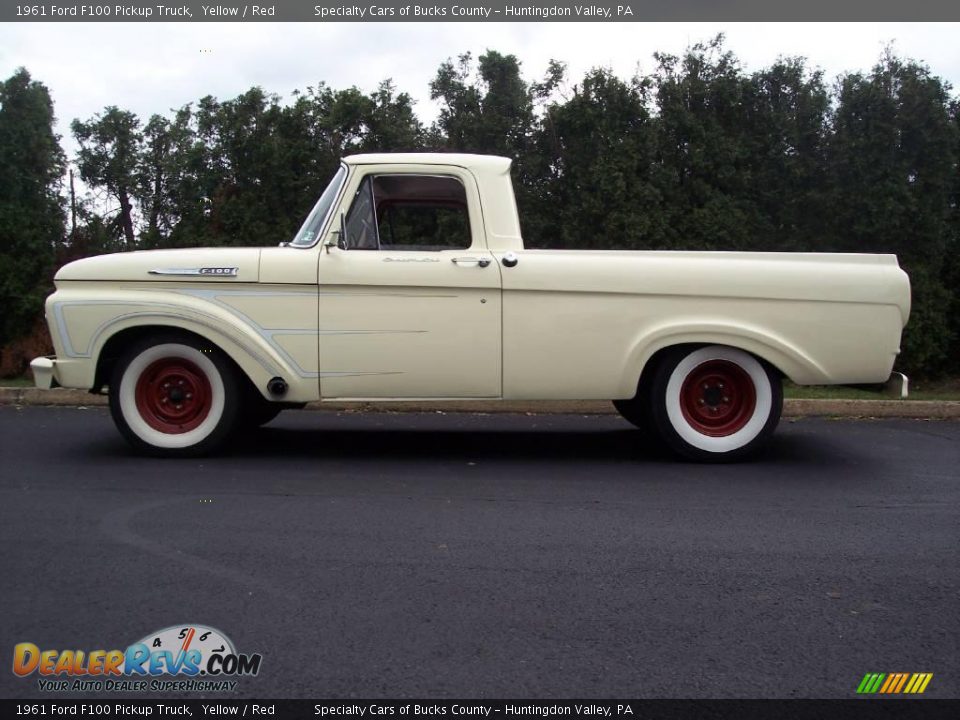 1961 Ford F100 Pickup Truck Yellow / Red Photo #7
