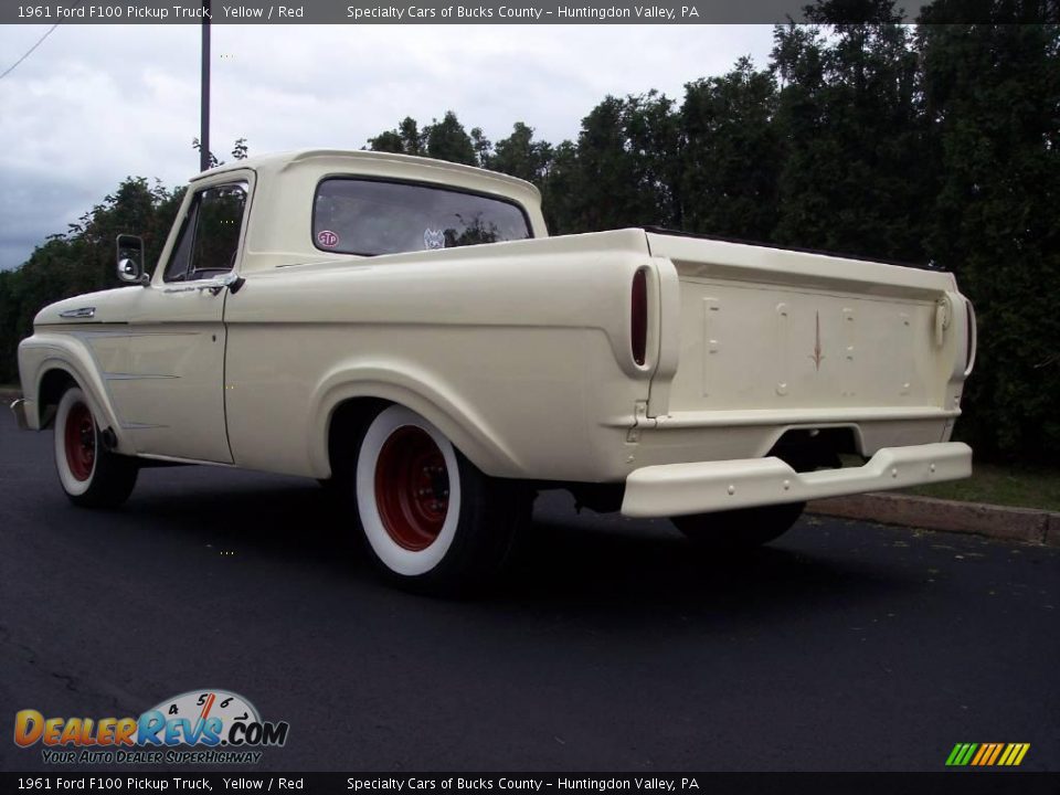 1961 Ford F100 Pickup Truck Yellow / Red Photo #9
