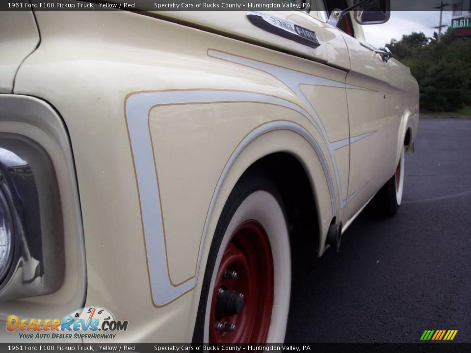 1961 Ford F100 Pickup Truck Yellow / Red Photo #14