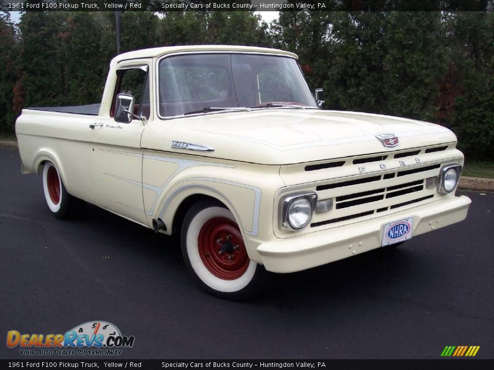 1961 Ford F100 Pickup Truck Yellow / Red Photo #17