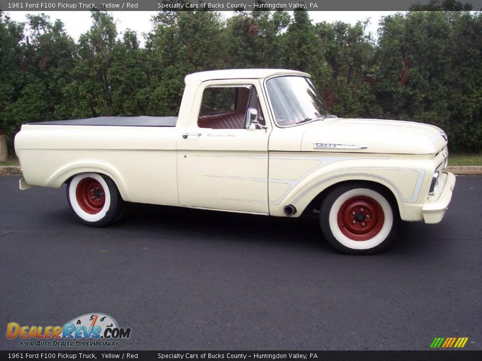 1961 Ford F100 Pickup Truck Yellow / Red Photo #21