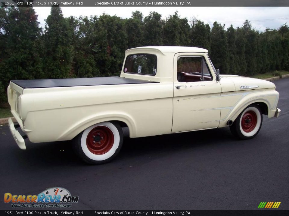 1961 Ford F100 Pickup Truck Yellow / Red Photo #23