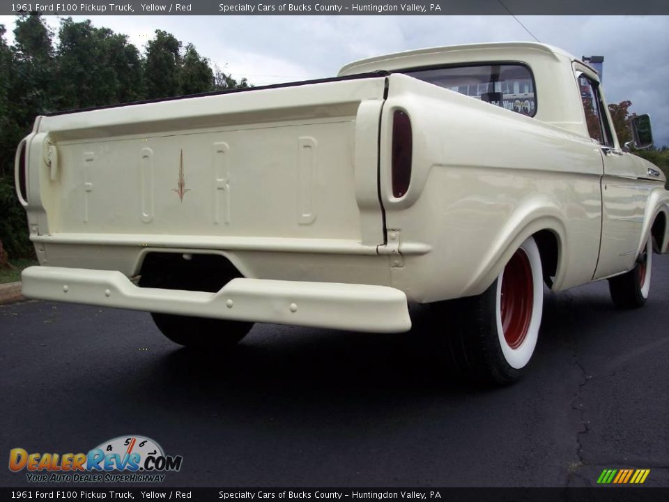 1961 Ford F100 Pickup Truck Yellow / Red Photo #25