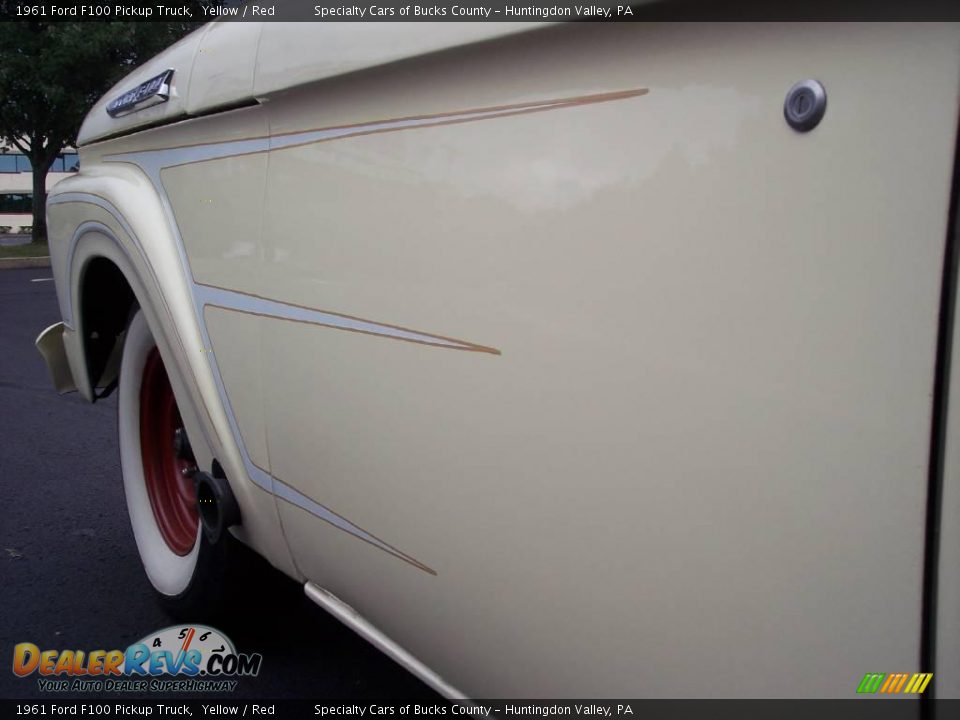 1961 Ford F100 Pickup Truck Yellow / Red Photo #35