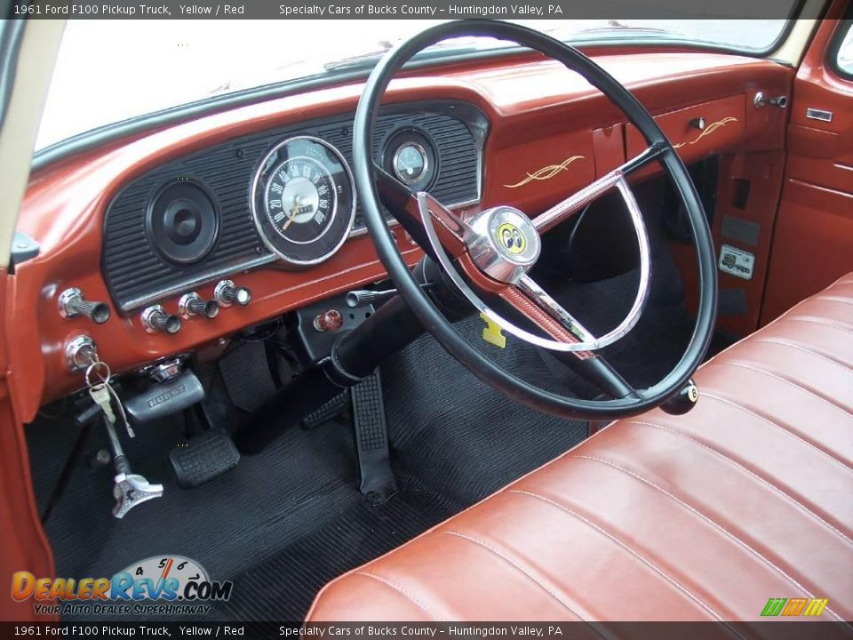 1961 Ford F100 Pickup Truck Yellow / Red Photo #36