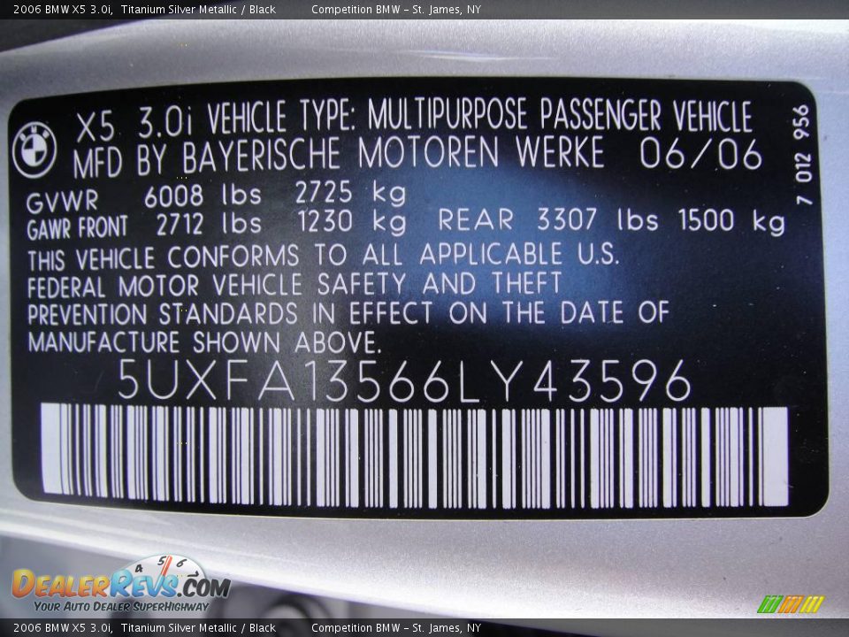 2006 BMW X5 3.0i Titanium Silver Metallic / Black Photo #15