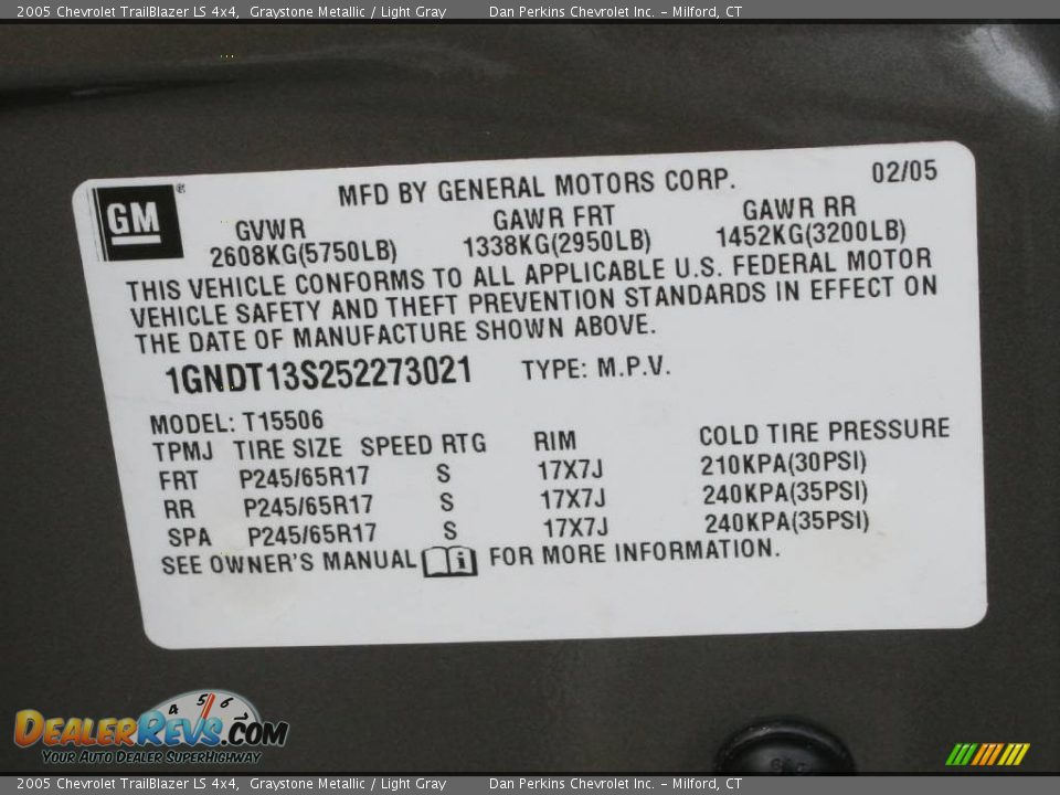 2005 Chevrolet TrailBlazer LS 4x4 Graystone Metallic / Light Gray Photo #12