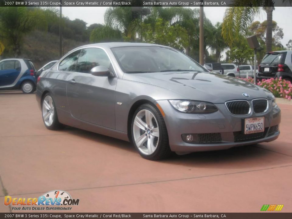 2007 BMW 3 Series 335i Coupe Space Gray Metallic / Coral Red/Black Photo #3