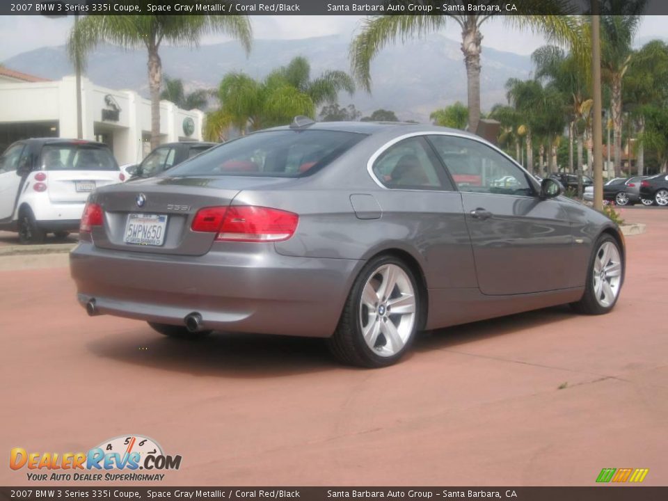 2007 BMW 3 Series 335i Coupe Space Gray Metallic / Coral Red/Black Photo #4