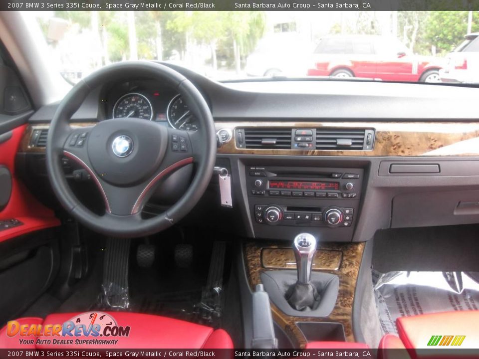 2007 BMW 3 Series 335i Coupe Space Gray Metallic / Coral Red/Black Photo #11