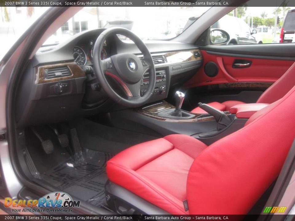 2007 BMW 3 Series 335i Coupe Space Gray Metallic / Coral Red/Black Photo #12