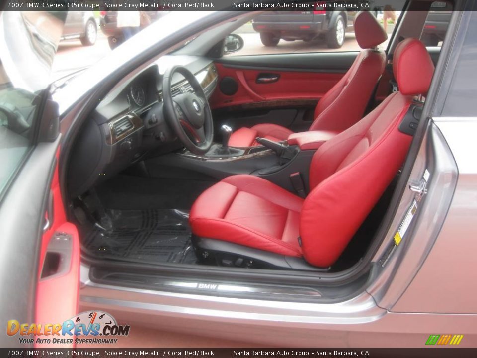 2007 BMW 3 Series 335i Coupe Space Gray Metallic / Coral Red/Black Photo #13